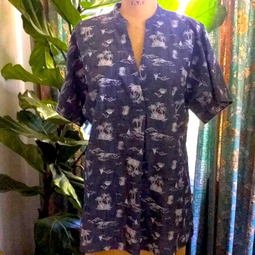 “ Lands End “ island sailing smock top, 100 % cotton like new! Summertime casual